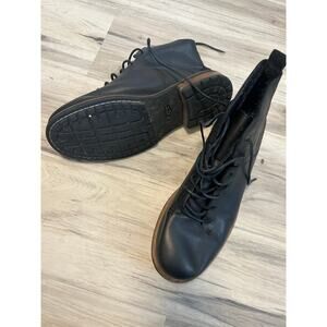 UGG Mens Keaton Boot Size 12 Black Leather Lace Up Plain Toe Work Comfy